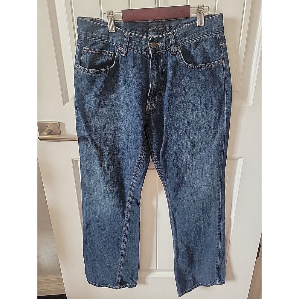 Calvin Klein Mens Jeans 32 X 39 Blue Denim Cotton 5-Pocket Zip Fly Bootcut Jeans